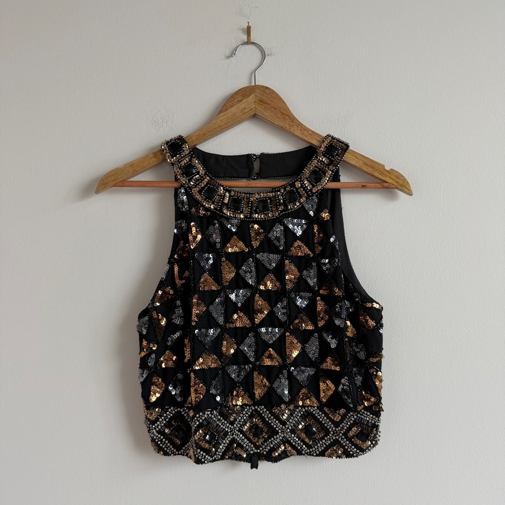Women's River Island Beaded High Neck Top Size 4